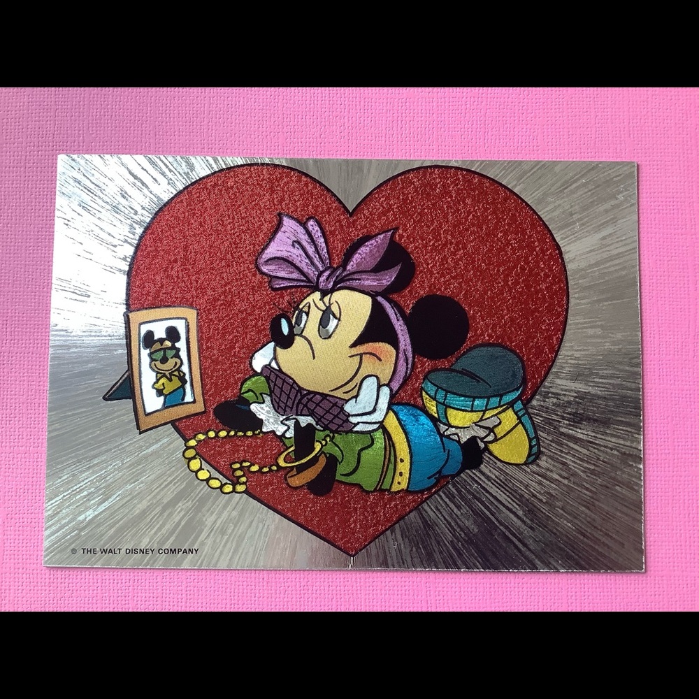 Minnie Mouse Silver Shimmery Walt Disney Postcard